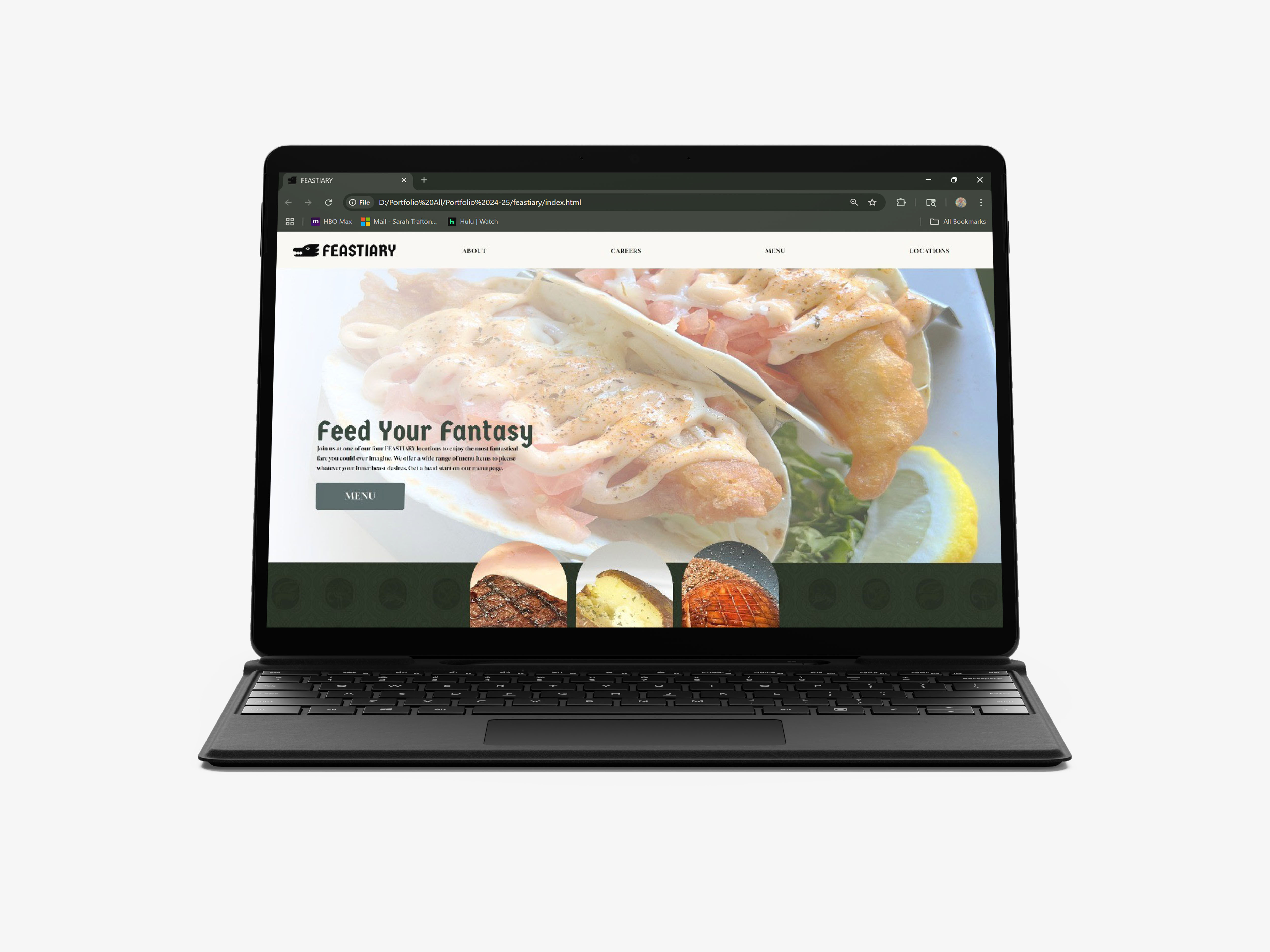 feastiary site mockup on laptop